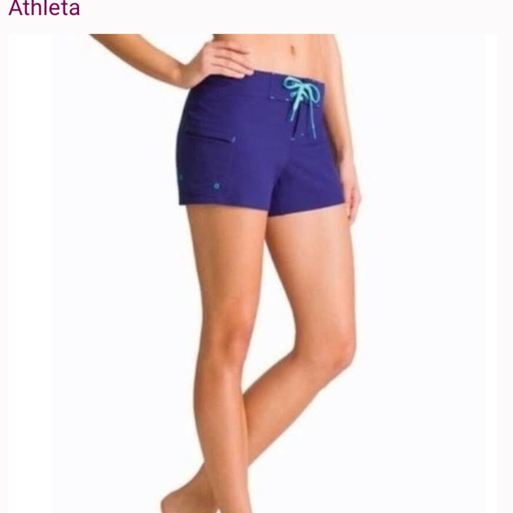NWOT Athleta‎ Clearwater Shorts Sambu Blue Drawstring Pockets